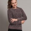 Dusty Mauve & Black Knit Short-Length Winter Sweater Top