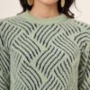 Pistachio & Navy Knit Short-Length Winter Sweater Top