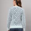 Sky Blue & Navy Knit Short-Length Winter Sweater Top