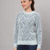 Sky Blue & Navy Knit Short-Length Winter Sweater Top