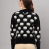 Black & White Cloud Pattern Fuzzy Knit Short-Length Winter Sweater Top