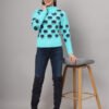 Firozi Blue & Black Knit Short-Length Winter Sweater Top