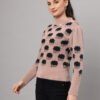 Dusty Mauve & Black Knit Short-Length Winter Sweater Top