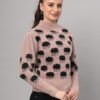 Dusty Mauve & Black Knit Short-Length Winter Sweater Top