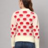 Off-White & Red Knit Short-Length Winter Sweater Top