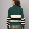 Dark Green, Black & White Knit Short-Length Winter Sweater Top