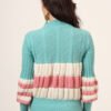 Light Blue, White & Pink Knit Short-Length Winter Sweater Top