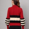Maroon, Black & White Knit Short-Length Winter Sweater Top