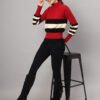 Maroon, Black & White Knit Short-Length Winter Sweater Top