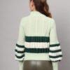 Pistachio, Dark Green & White Knit Short-Length Winter Sweater Top