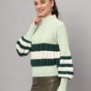 Pistachio, Dark Green & White Knit Short-Length Winter Sweater Top