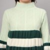 Pistachio, Dark Green & White Knit Short-Length Winter Sweater Top