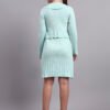 Scalloped Collar Ribbed Knit Fit | Acrylic Wool Women’s Cool Green Sweater Dress