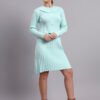 Scalloped Collar Ribbed Knit Fit | Acrylic Wool Women’s Cool Green Sweater Dress