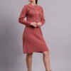 J6_DRUST_01_4 Women's Rose Pink Ribbed Knit Winter Jumper Dress