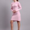 Women's Light Pink Ribbed Knit Winter Jumper Dress