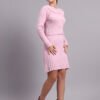 Women's Light Pink Ribbed Knit Winter Jumper Dress