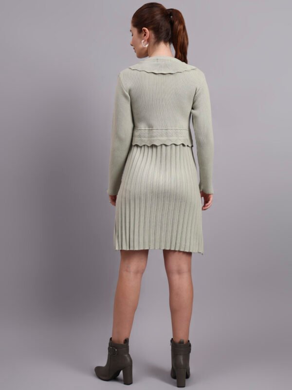 J6_PISTA_01_2 Women's Pistachio Green Ribbed Knit Winter Dress
