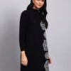 J7_BLACK_01_5 Women's Black Knit Winter Dress with White Geometric Embroidery