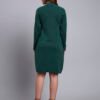 Women's Green Knit Winter Dress with White Geometric Embroidery
