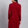 Women's Wine Red Knit Winter Dress with White Geometric Embroidery