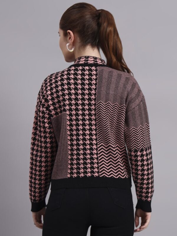 S13_BLACK_01_3-min Turtle Neck Houndstooth Design Premium Acrylic Wool Women’s Knitted Top & Sweater