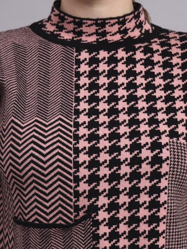 S13_BLACK_01_6-min Turtle Neck Houndstooth Design Premium Acrylic Wool Women’s Knitted Top & Sweater