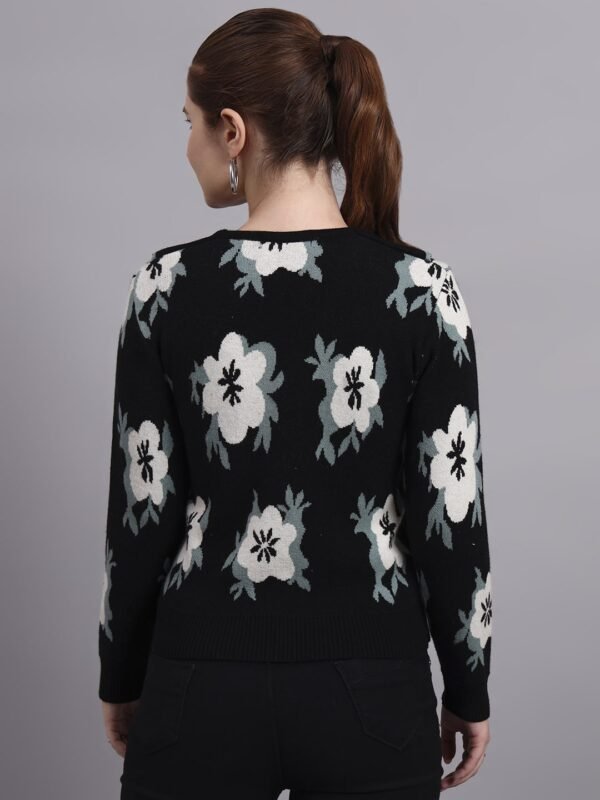 S14_BLACK_01_3-min Flower Matrix Design With Premium Acrylic Wool Women Black Knitted Top Sweater