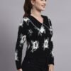S14_BLACK_01_5-min Flower Matrix Design With Premium Acrylic Wool Women Black Knitted Top Sweater
