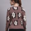 Spread Collar Flower Matrix Design | Premium Acrylic Wool Women Mauve Top Sweater