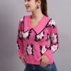 S14_PINK_01_4-min Spread Collar Flower Matrix Design | Premium Acrylic Wool Women Pink Knitted Top Sweater