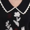 Spread Collar Abstract Flower Matrix Design | Premium Acrylic Wool Black Knitted Top Sweater