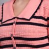 S16_PEACH_01_6 Premium Acrylic Wool Knitted Peach Top Sweater | Spread Collar Striped Button-Down