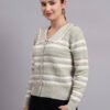 S16_PISTA_01_4 Spread Collar Striped Button-Down | Premium Acrylic Wool Women Knitted Pistachio Green Top Sweater