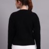 S17_BLACK_01_3 Embroidered Floral Texture Crew Neck | Premium Acrylic Wool Black Knitted Sweater