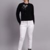 S17_BLACK_01_7 Embroidered Floral Texture Crew Neck | Premium Acrylic Wool Black Knitted Sweater