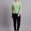 Women’s light green crew neck embroidered floral texture premium acrylic wool knitted sweater Women’s light green crew neck embroidered floral texture premium acrylic wool knitted sweater