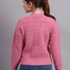 S17_PINK_01_3 Embroidered Floral Texture | Premium Acrylic Wool Pink Knitted Sweater