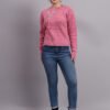 S17_PINK_01_7 Embroidered Floral Texture | Premium Acrylic Wool Pink Knitted Sweater