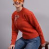 S17_RUST_01_1 Embroidered Floral Texture | Premium Acrylic Wool Rust Knitted Sweater