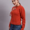S17_RUST_01_4 Embroidered Floral Texture | Premium Acrylic Wool Rust Knitted Sweater