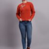 S17_RUST_01_7 Embroidered Floral Texture | Premium Acrylic Wool Rust Knitted Sweater