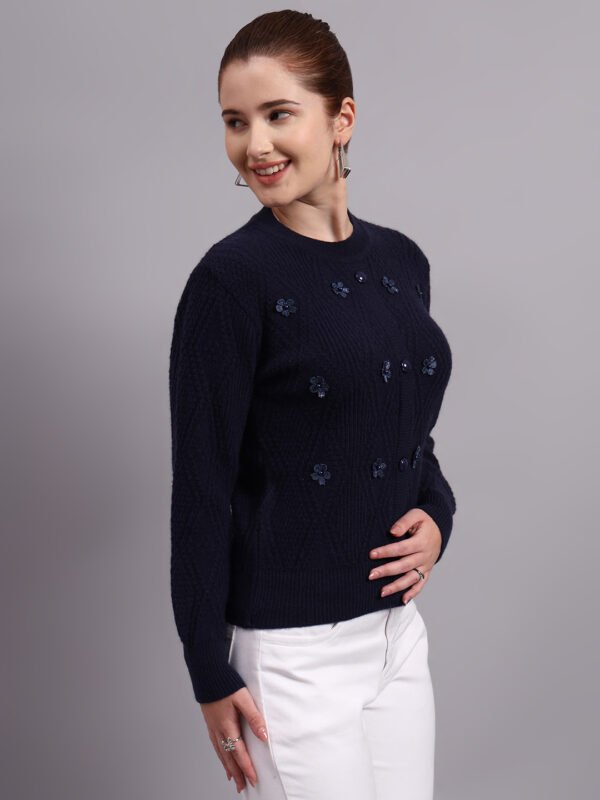 Button-Down Daisy Embroidered Knit Cardigan | Premium Acrylic Wool Women Sweater