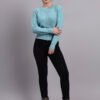 Daisy Embroidered Knit Cardigan | Premium Acrylic Wool Cool Green Women Sweater