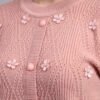Daisy Embroidered Knit Cardigan | Premium Acrylic Wool Peach Women Sweater