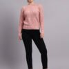 Daisy Embroidered Knit Cardigan | Premium Acrylic Wool Peach Women Sweater