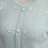 Daisy Embroidered Knit Cardigan | Premium Acrylic Wool Pista Green Women Sweater