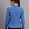 Textured Button-Down Ribbed Crew Neck | Premium Acrylic Wool Dark Sky Blue Sweater