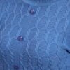 Textured Button-Down Ribbed Crew Neck | Premium Acrylic Wool Dark Sky Blue Sweater
