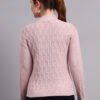 Textured Button-Down Ribbed | Premium Acrylic Wool Light Onion Pink Women Sweater